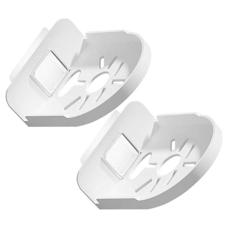 White Adhesive Small Floating Shelf for Security Cameras Routers Round Wall Mount - Image 2