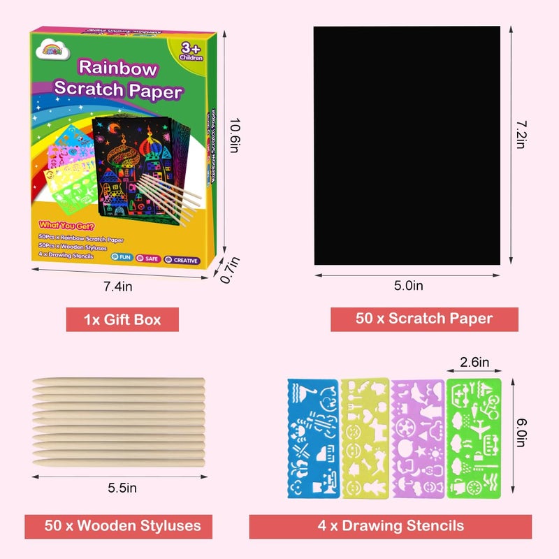 ZMLM Scratch Paper Art Set: 100Pcs Magic Art Craft Kid Easter Gifts Scratch Paper Supplies Toddler Preschool Learning Toys for Age 3 4 5 6 7 8 Girls Boys Birthday Activities Party Favors - Image 5