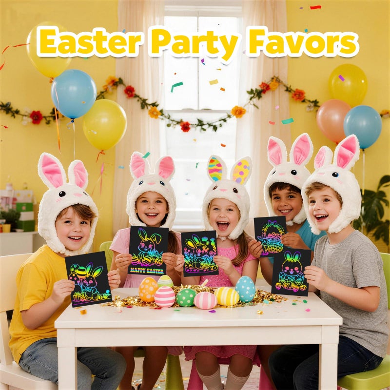 ZMLM Scratch Paper Art Set: 100Pcs Magic Art Craft Kid Easter Gifts Scratch Paper Supplies Toddler Preschool Learning Toys for Age 3 4 5 6 7 8 Girls Boys Birthday Activities Party Favors - Image 3
