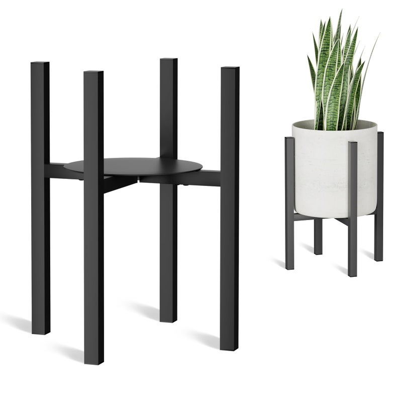 Linpla Adjustable Metal Plant Stand Indoor Outdoor - Fits 8 to 12 Inches Pots - Mid Century Modern Planter Stand Single Floor Flower Pot Holder Home Decor for Gardening Gifts - Image 1