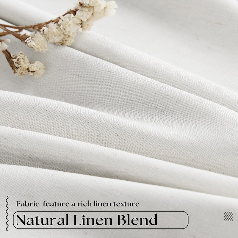 TWODRAPES 120 Inch 100% Blackout Linen Pleated Curtains 60 Inch Wide for Living Room Pinch Pleat Back Tab Black Out Drapes Memory Shape Heat Reducing Window Curtains for Bedroom 60x120 Beige White 1 Panel - Image 4