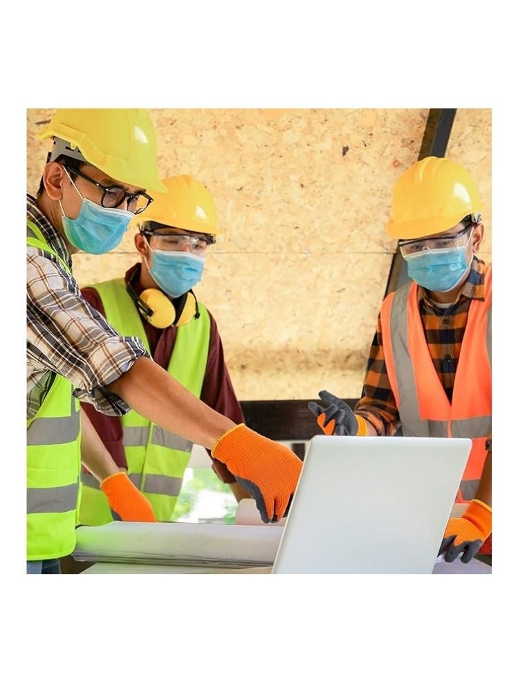 زوج من قفازات العمل شديدة التحمل - برتقالية مع قبضة يد من اللاتكس الأسود - Image 4