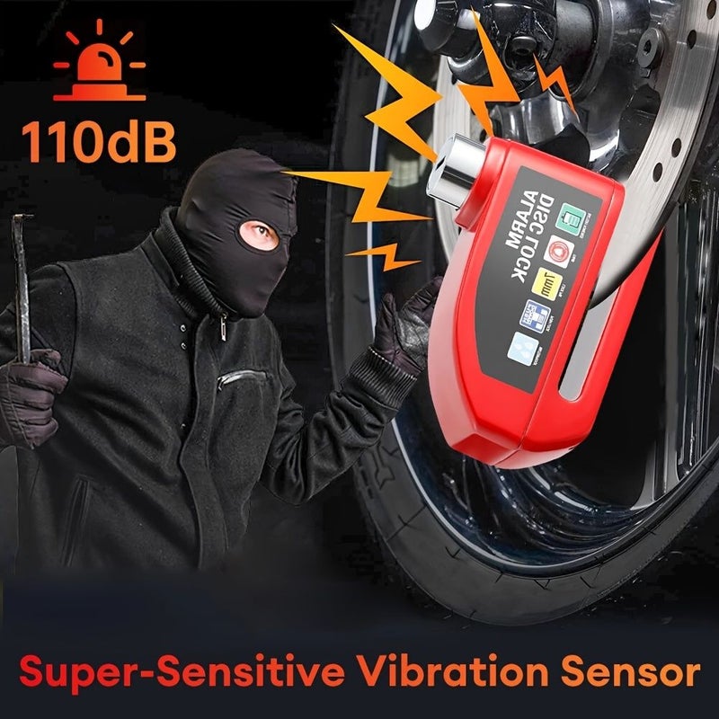 Heavy Duty Disc Brake Lock With 110Db Alarm Yellow Green Anti Theft Chain For Electric Bicycle Electric Scooter Senior Citizen Security High Decibel Safety Lightweight Portable Small - Image 5