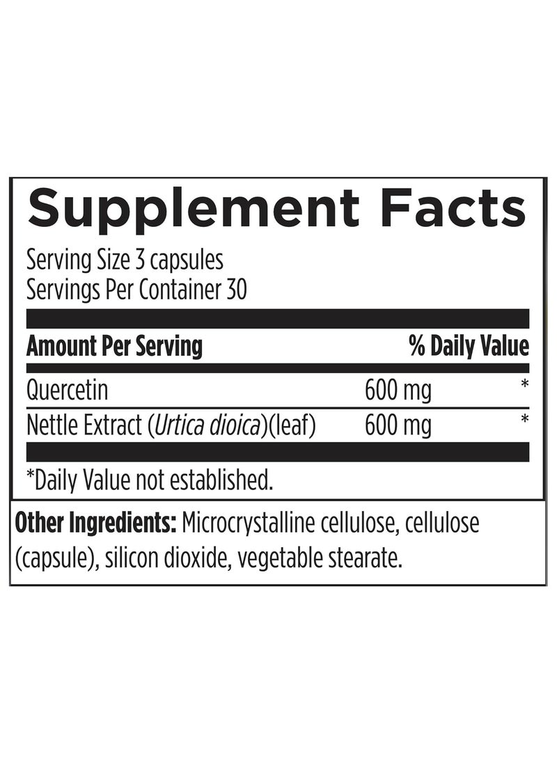 designs for health - Quercetin + Nettles - Immune Support Supplement - Nettle Leaf + Quercetin Supplement with Flavonoids to Support a Healthy Inflammatory Response (90 Vegan Capsules) - Image 1