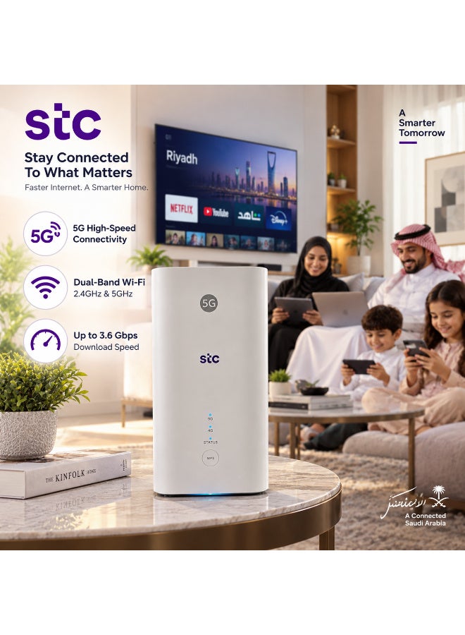 STC Renewed – STC 5G CPE Router | Up to 3.6 Gbps 5G Download Speed | Dual-Band Wi-Fi | Nano SIM | 3 Ethernet Ports | Supports All Networks (STC, Mobily, Zain & Virgin) | H138-380 | White white - Image 3