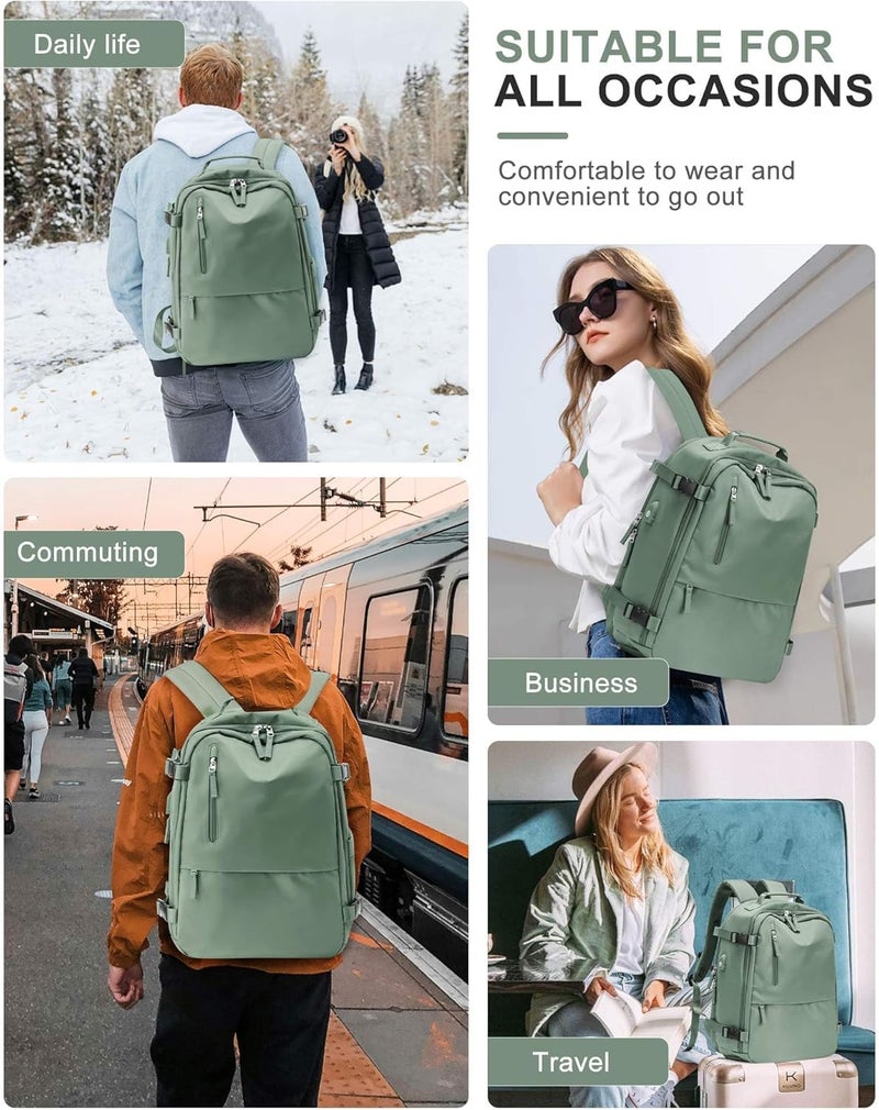 SEAFEW Large Travel Vacuum Backpack with Electric Air Pump, Carry on Backpack Flight Approved Item Bag,Casual Daypacks Cabin Bagage,Hiking Business Laptop Backpack with USB Charger, Green - Image 3