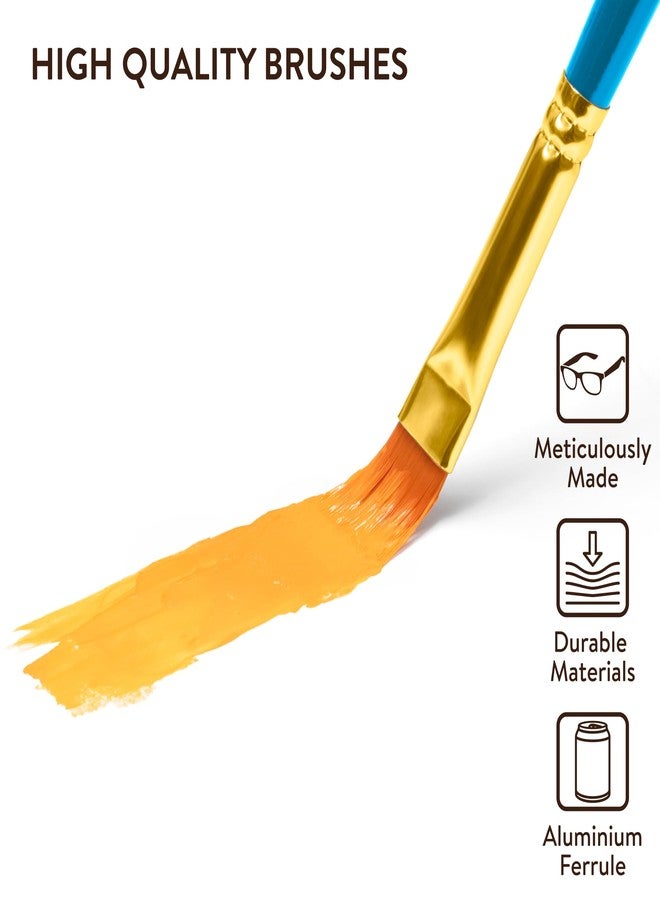 H&S Paint Brushes Set 12pcs Professional Artist Paint Brush Flat Round Tip for Acrylic Watercolor Oil Painting - Image 3