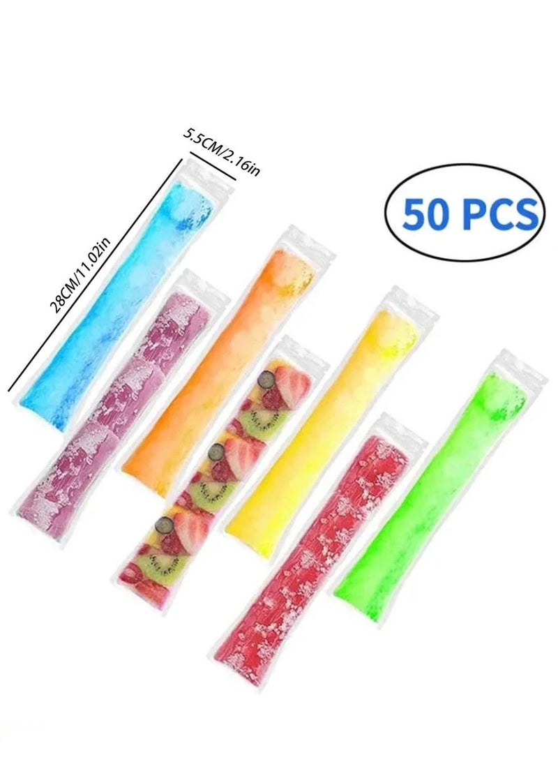 50-Piece Colorful Ice Pop Sleeves (Reusable Plastic Pouches)  - Image 1