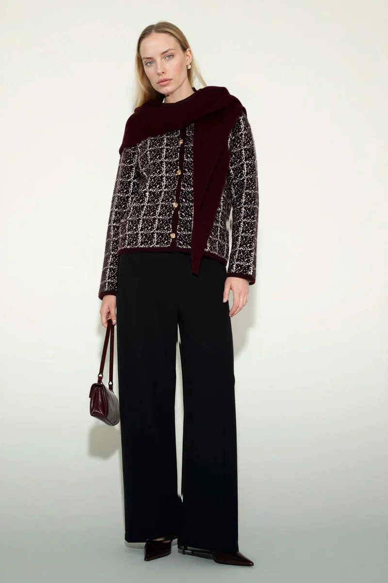 DeFacto Straight Wide Leg Crepe Trousers