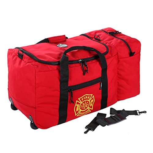 Ergodyne Arsenal 5005W Large Nylon Rolling Firefighter Rescue Turnout Fire Gear Bag with Shoulder Strap and Helmet Pocket