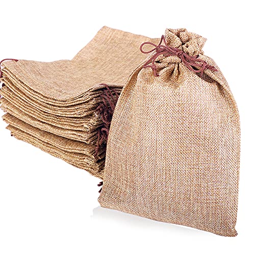 LYSXP 50PCS Burlap Bags with Drawstring7x9 Inch Drawstring Gift Bag Jewelry Pouches for Wedding Party Favors DIY Craft Christmas Presents