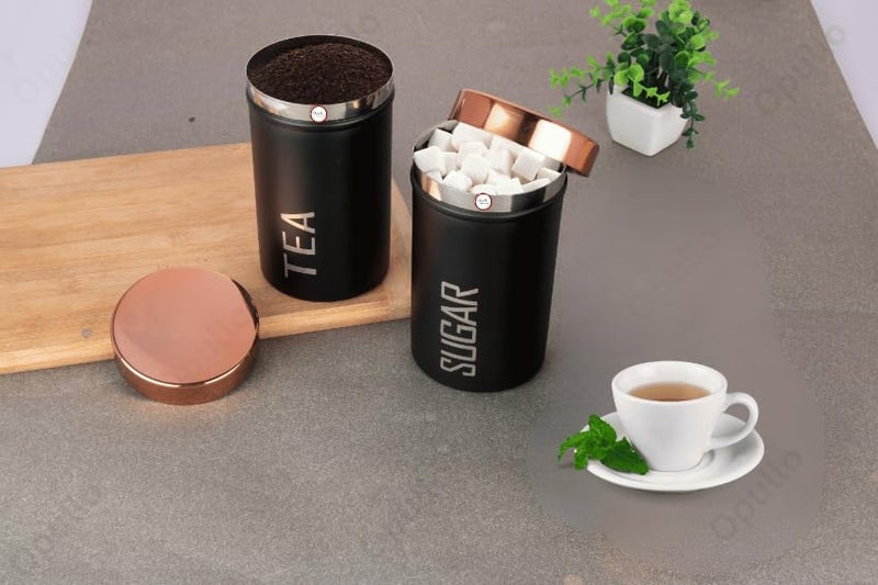 Opullo Mother's Choice Sugar Tea Container Set | Stainless Steel Tea Sugar Container Set for Kitchen Set of 2 | 500 Gms - Image 2