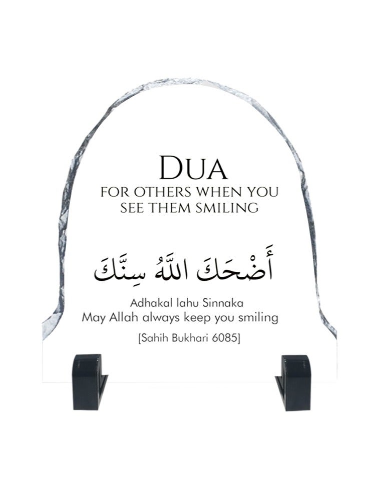 Service Zone Protective Printed White Rock Shape Marble Photo Frame for Table Top Dua For Others When You See Them Smiling  - Image 1