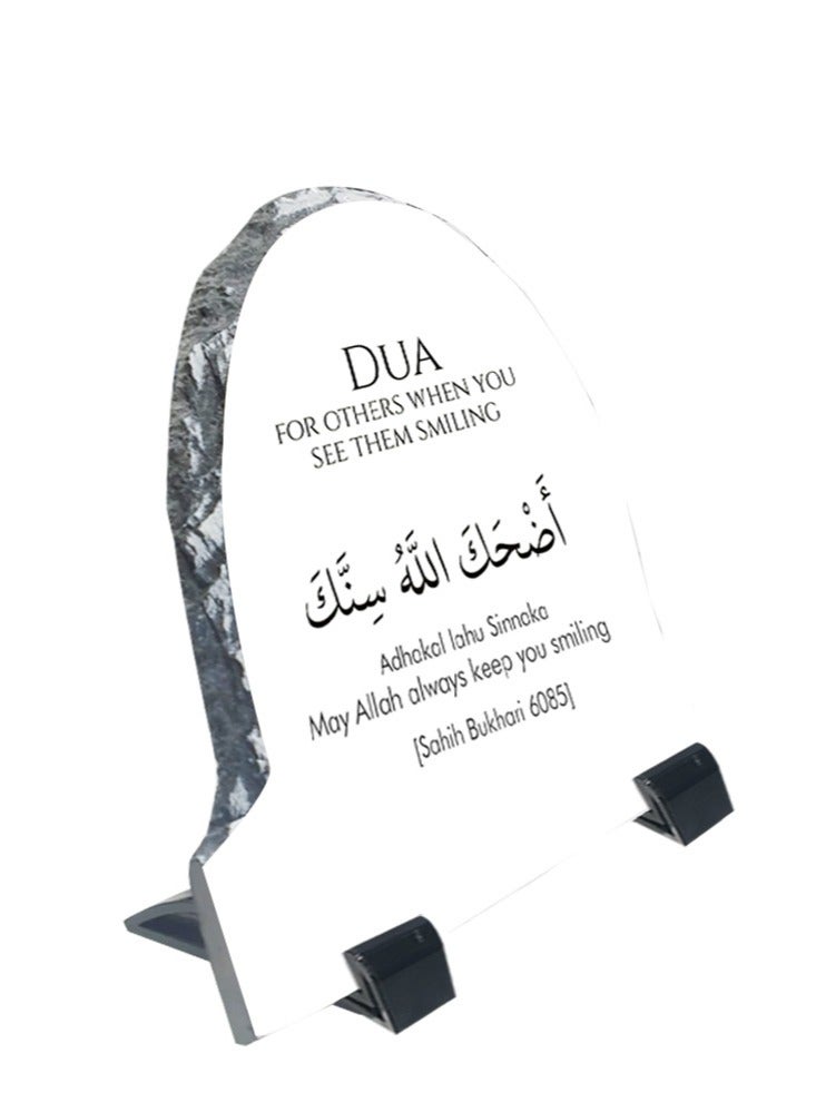 Service Zone Protective Printed White Rock Shape Marble Photo Frame for Table Top Dua For Others When You See Them Smiling  - Image 2