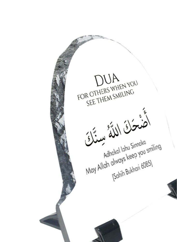 Service Zone Protective Printed White Rock Shape Marble Photo Frame for Table Top Dua For Others When You See Them Smiling  - Image 3
