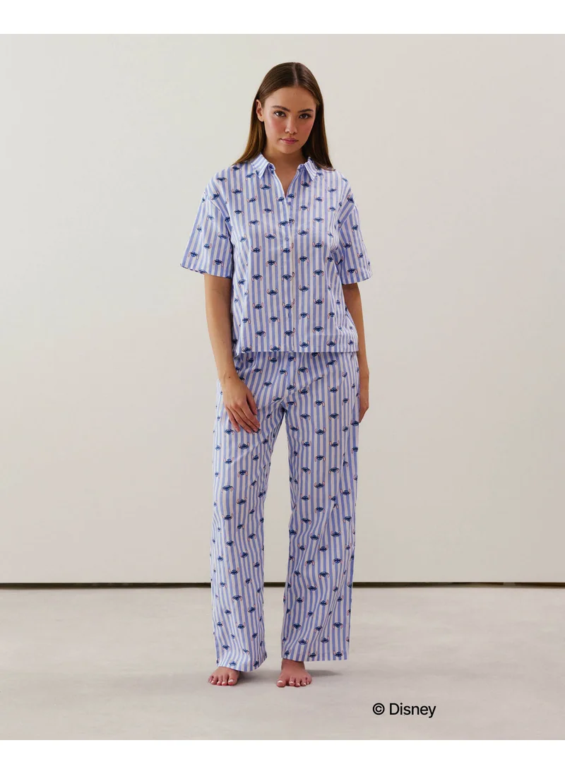 UNDIZ Stitch blue cotton straight-leg trousers