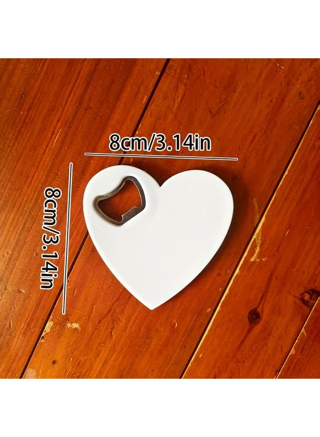 White Heart Shaped Plastic Bottle Opener Magnetic Refrigerator Clip for Beer Drinks Home Bar Use Creative Design - Image 3