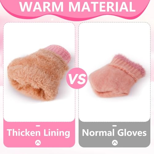 FENELY Winter Gloves for Boys Girls - Kids Warm Knit Thermal Cable Knitted Gloves Black Wool Fleece Lined Mittens for Cold Weather - Image 4