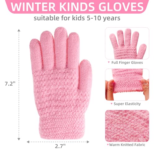 FENELY Winter Gloves for Boys Girls - Kids Warm Knit Thermal Cable Knitted Gloves Black Wool Fleece Lined Mittens for Cold Weather - Image 2