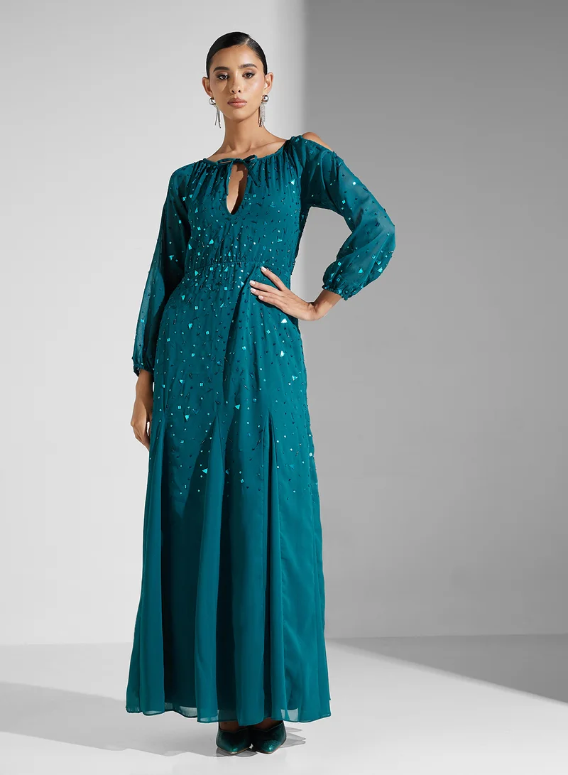 Amelia Rose Embellished Chiffon Dress