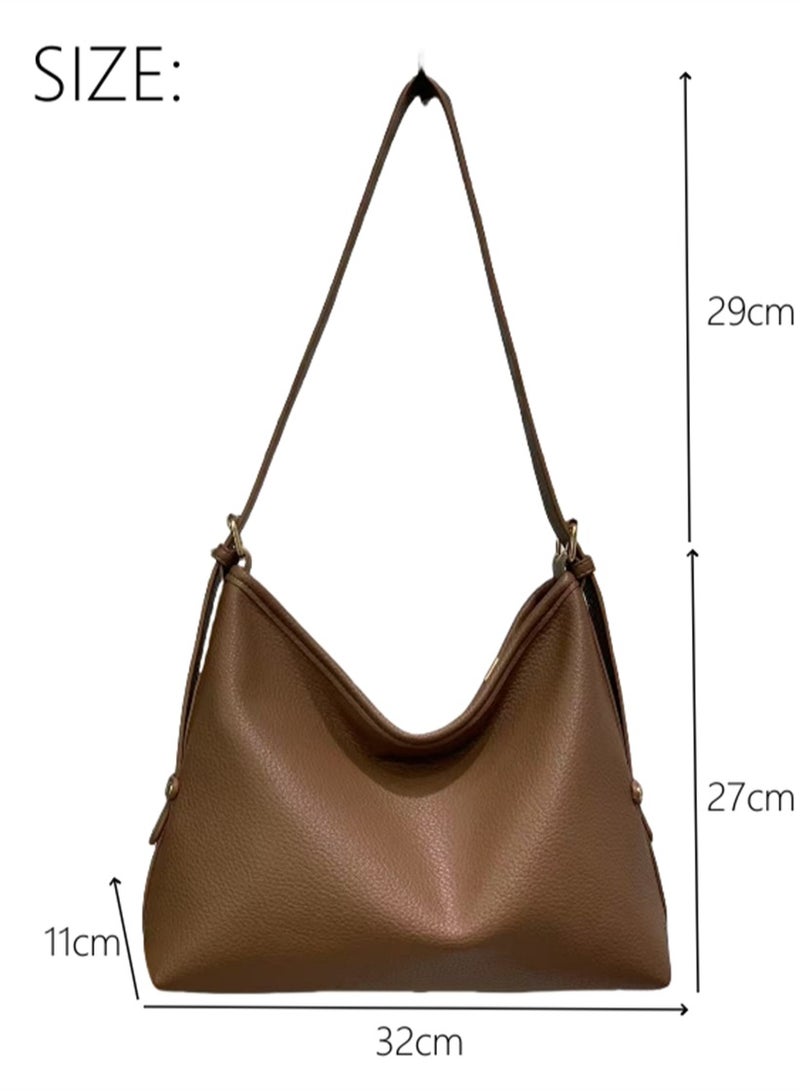 Women Tote Handbag, Ladies Fashion Shoulder Bag Bohos Tote with Large Capacity, Soft Vegan Leather Shoulder Bag Crossbody Bag Handbag Mini Clutch Purse with Adjustable Strap for Girls (1552# Black)  - Image 3