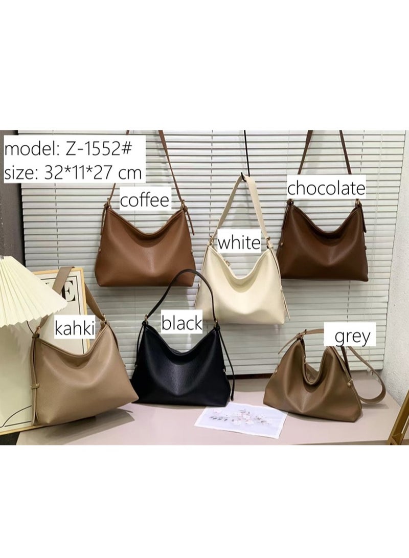 Women Tote Handbag, Ladies Fashion Shoulder Bag Bohos Tote with Large Capacity, Soft Vegan Leather Shoulder Bag Crossbody Bag Handbag Mini Clutch Purse with Adjustable Strap for Girls (1552# Black)  - Image 2