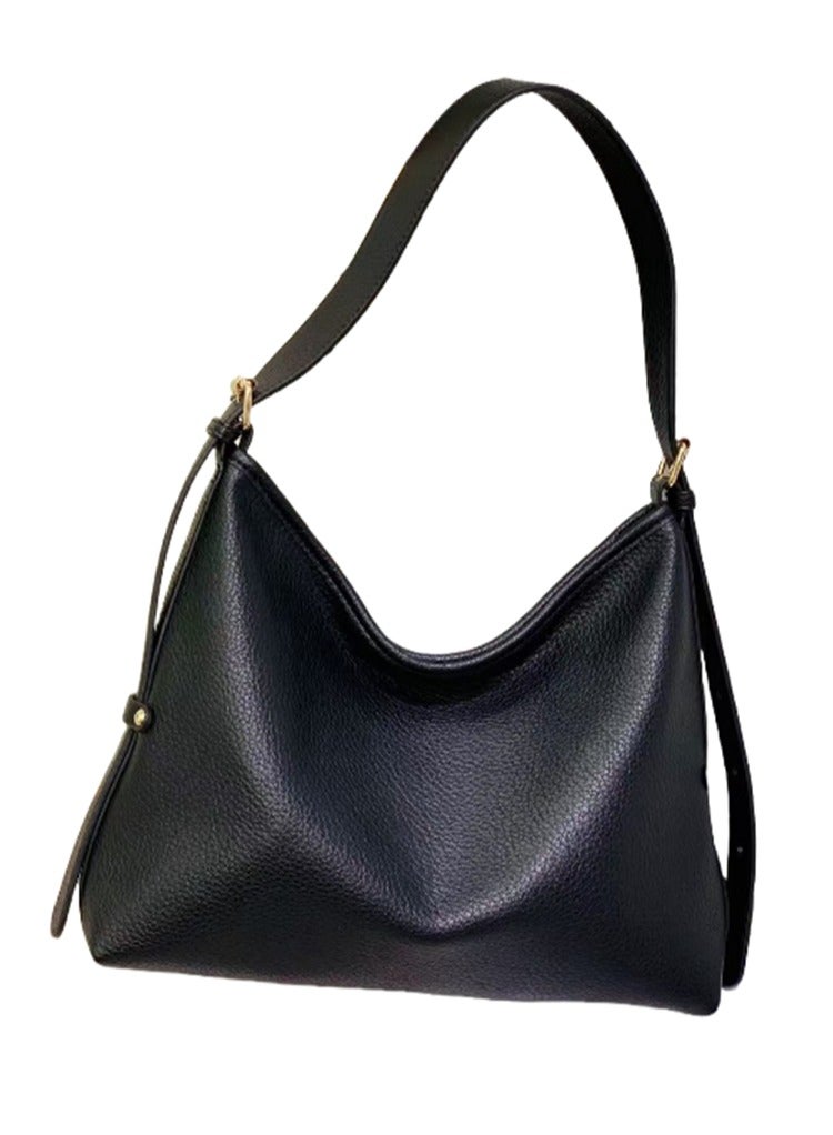 Women Tote Handbag, Ladies Fashion Shoulder Bag Bohos Tote with Large Capacity, Soft Vegan Leather Shoulder Bag Crossbody Bag Handbag Mini Clutch Purse with Adjustable Strap for Girls (1552# Black)  - Image 1
