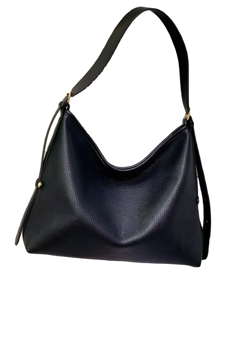 Women Tote Handbag, Ladies Fashion Shoulder Bag Bohos Tote with Large Capacity, Soft Vegan Leather Shoulder Bag Crossbody Bag Handbag Mini Clutch Purse with Adjustable Strap for Girls (1552# Black) - Image 2