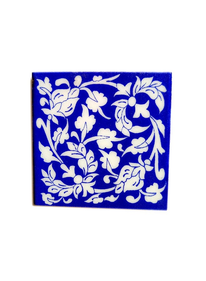 Shiv Kripa Blue Pottery Floral Decorative Mosaic Wall Tiles 3 x 3 Inch Set of 16 Tiles (Blue & White) - Image 2