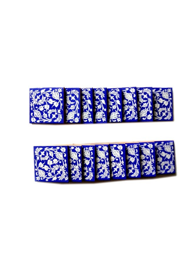 Shiv Kripa Blue Pottery Floral Decorative Mosaic Wall Tiles 3 x 3 Inch Set of 16 Tiles (Blue & White) - Image 3