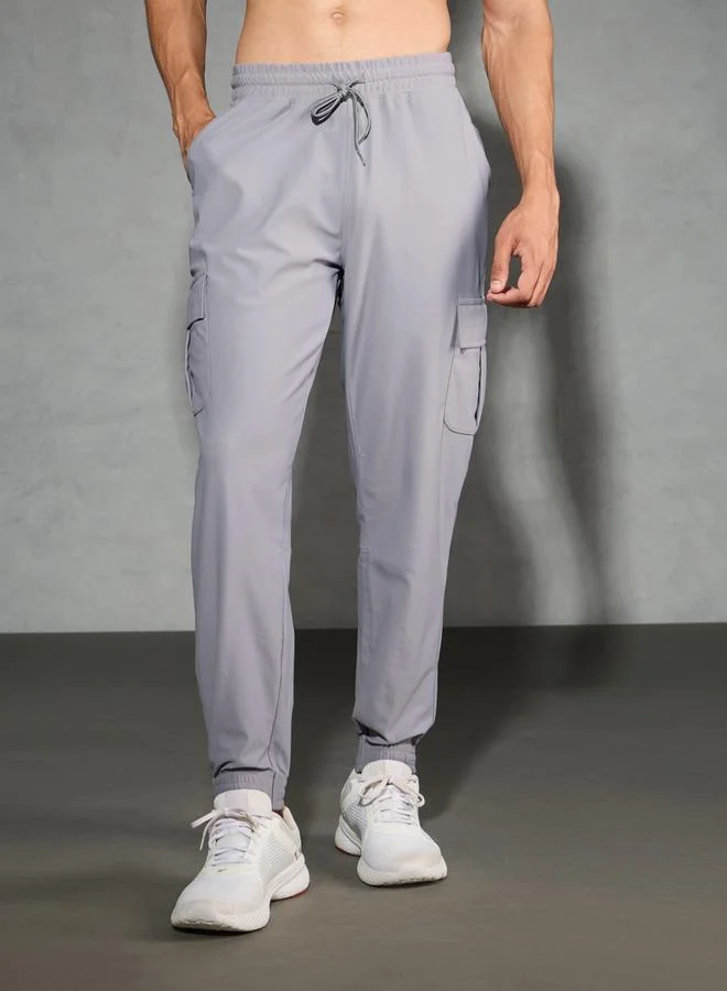 Technosport Technosport Solid Regular Fit Cargo Joggers with Drawstring