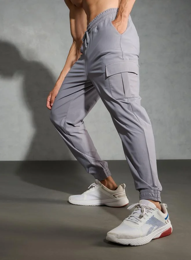 Technosport Technosport Solid Regular Fit Cargo Joggers with Drawstring
