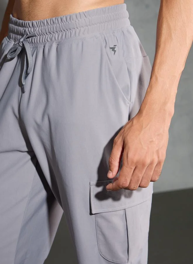 Technosport Technosport Solid Regular Fit Cargo Joggers with Drawstring