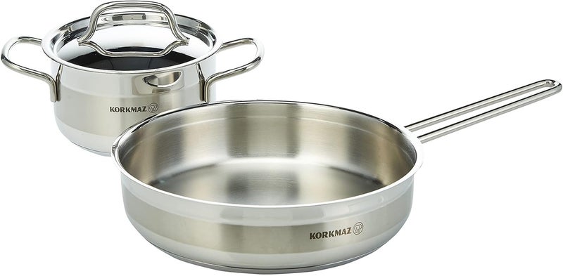 Korkmaz Alfa 9 Piece Cookware Set - Stainless Steel Cookware - Image 2