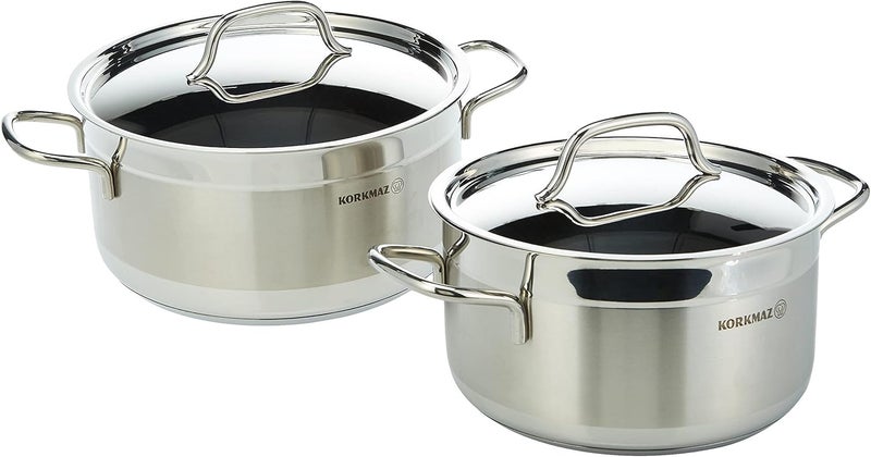 Korkmaz Alfa 9 Piece Cookware Set - Stainless Steel Cookware - Image 3