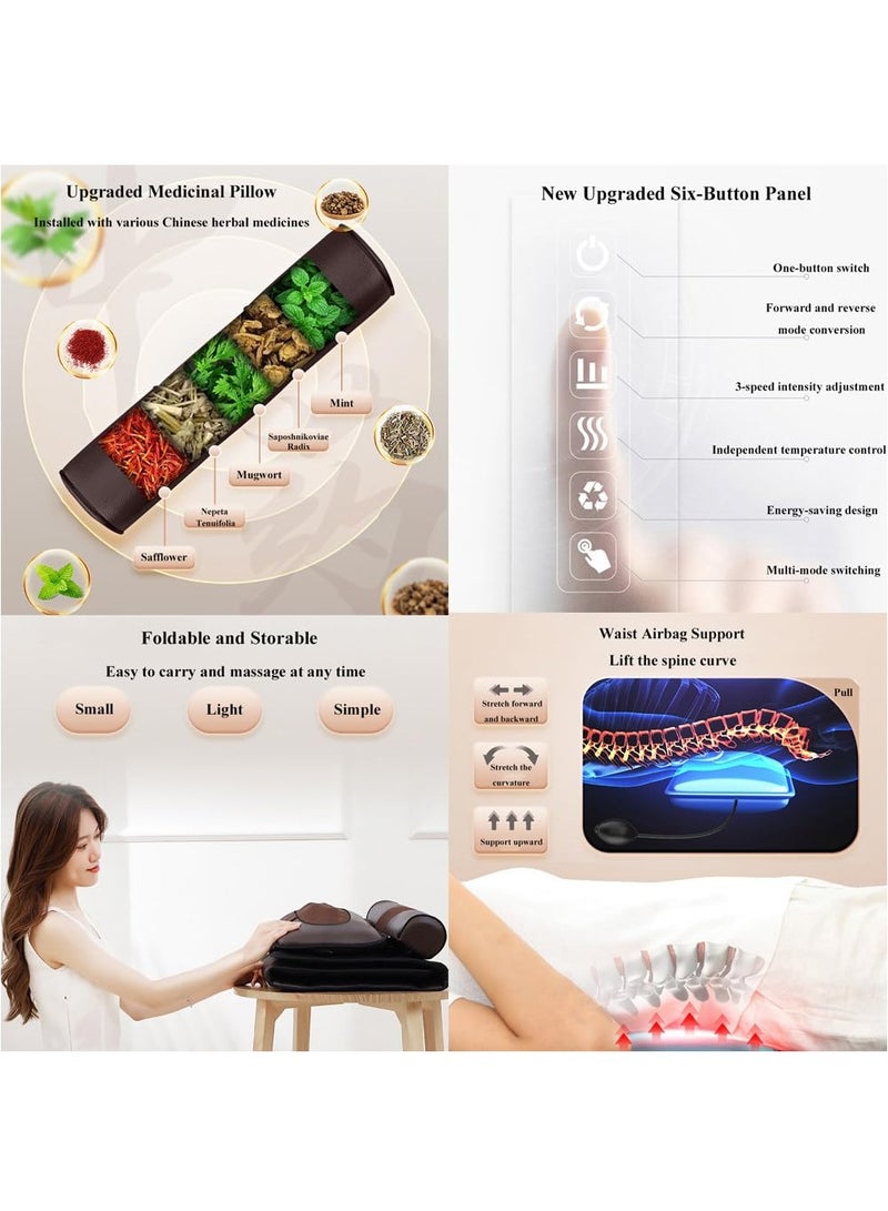 XiuWoo Smart Back Massager With Hot Compress Function,To Release Stress And Fatigue,10 Vibration Massage Nodes And Chinese Medicine Stretching Round Pillow,Chair Seat Massager For Home,Brown  - Image 3