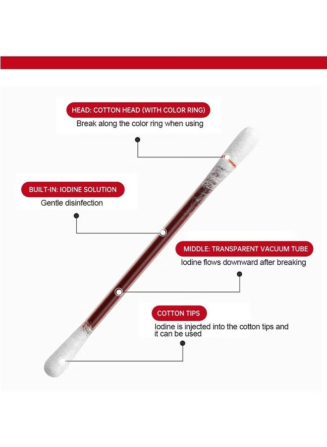 سوميفون 50 قطعة يودوفور مسحات القطن القابلة للتصرف للتطهير في حالات الطوارئ ، مسحات القطن اليودوفور المعبأة بشكل فردي ، لتنظيف الجروح الجلد الكدمات المنزلية السفر في الهواء الطلق الرياضة استخدام الطوارئ - Image 2