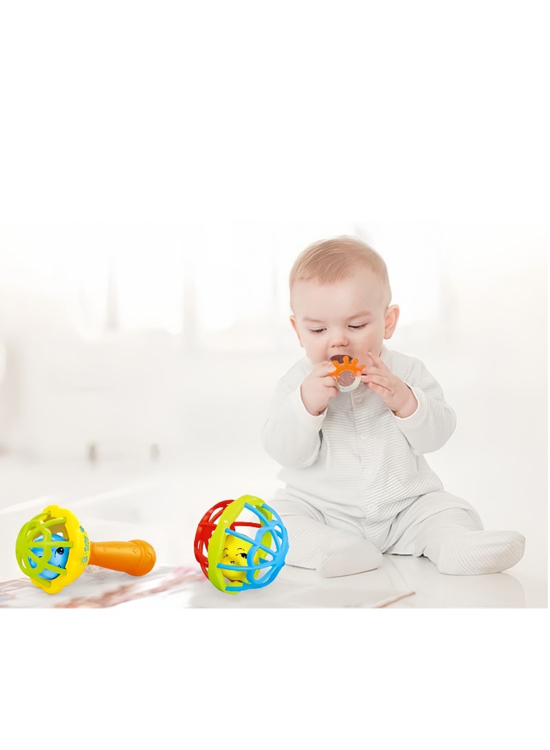 9pcs Multi-Shaped Baby Rattle Toy Set, Infant Teething Toys, Grab and Spin Rattles Sensory Toy Set, Food Grade Silicone Material, Rich Colors, Baby Toys Gift for Babies Boy sand Girls, Early Educati - Image 3