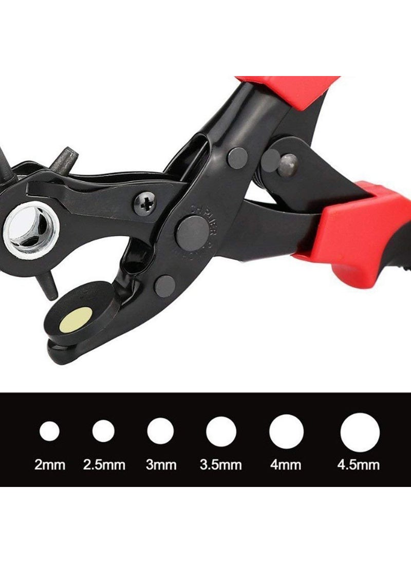 Kazenzo Kazenzo Multipurpose Rotary Hole Punch Piller With Rubber Handle For Leather Belt 22 X 15 X 25 cm Red Black  - Image 2