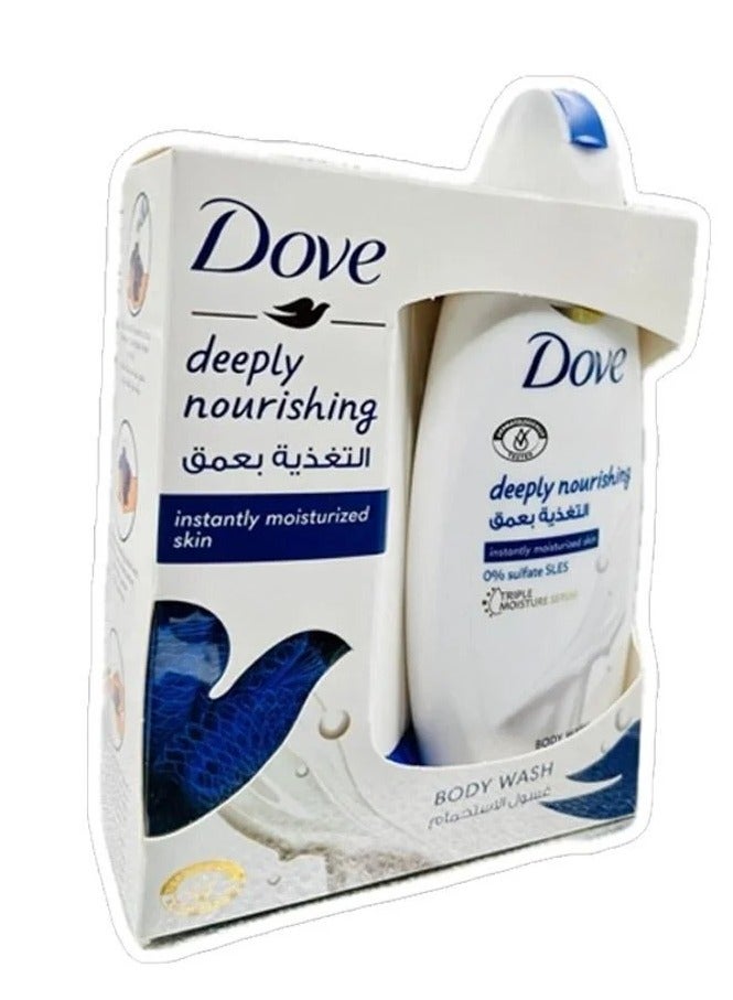 Dove Deeply Nourishing Body Wash & Bath Loofah - 250 ml  - Image 2