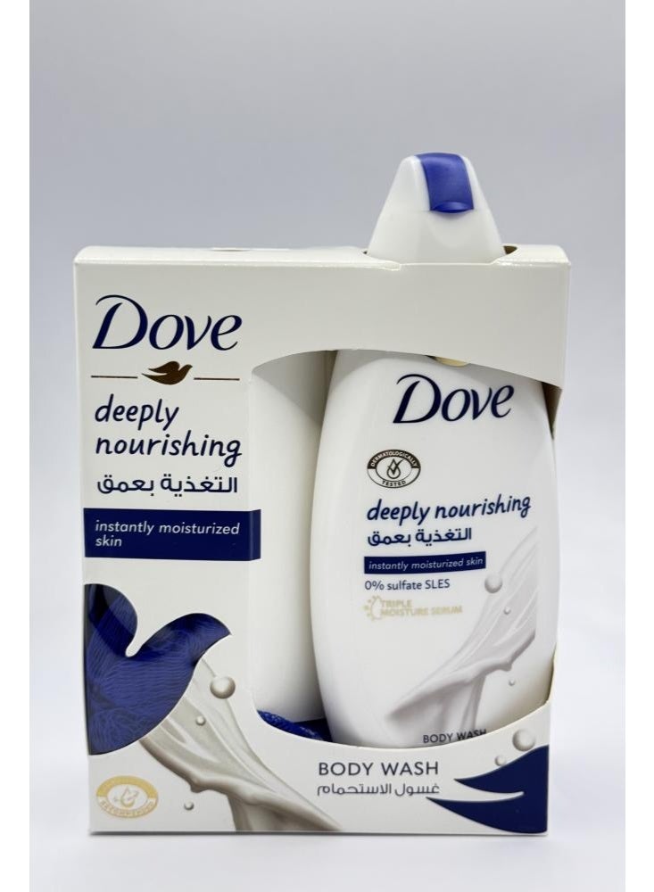 Dove Deeply Nourishing Body Wash & Bath Loofah - 250 ml  - Image 1