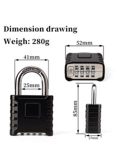 SYOSI Heavy Duty Combination Padlocks Outdoor, 52mm Stainless Steel 4 Digit Locker Code Padlock Weatherproof, 4 Digit Combination Padlock for Home Shed Fence Warehouse Garage (Black)  - Image 5