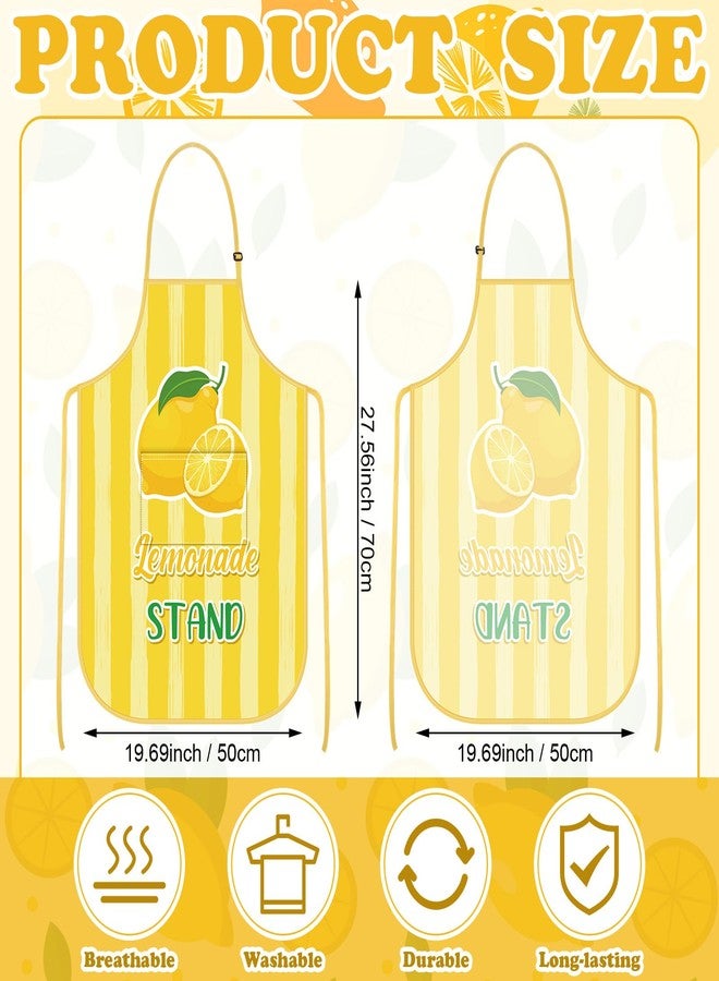 Shyyween 4 Pcs Lemonade Stand Apron with Pocket Adjustable Strap Washable Lemon Apron for Kitchen Cooking Lemonade Party(Bright) - Image 2