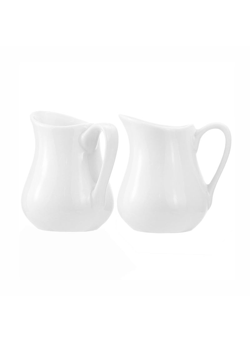 Sizikato Sizikato 2pcs Pure White Ceramic Creamer with Handle Mini Coffee Milk Creamer Pitcher 26 Oz 