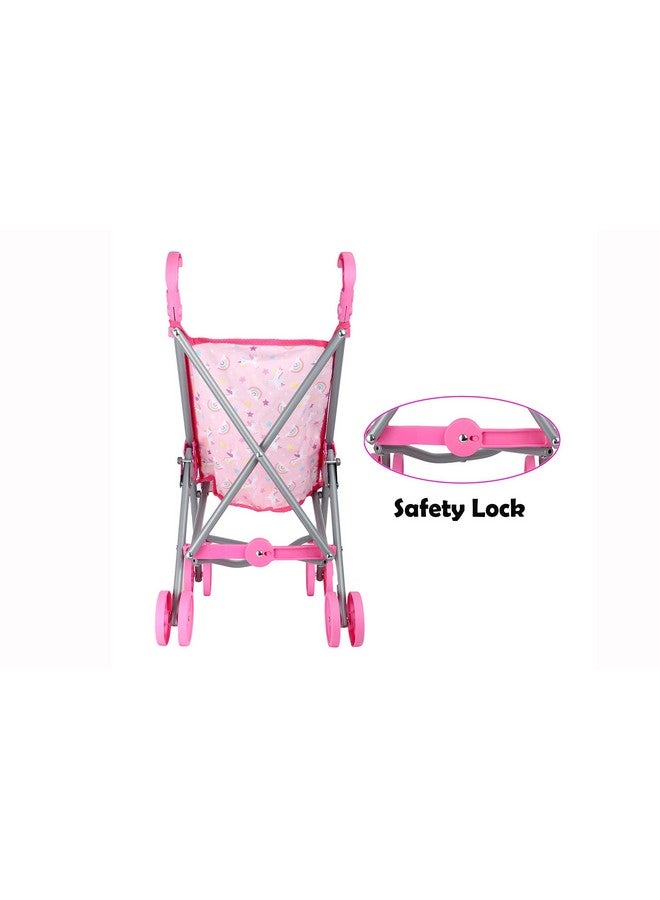 Dream Collection, Doll Stroller - Metal Fold Up and Down Umbrella Stroller for Realistic Pretend Play, Pink - 23” - Image 5
