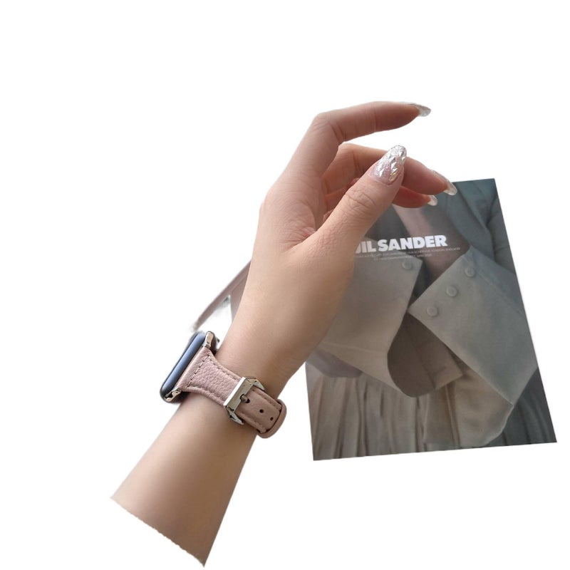 سوار ساعة ذكية سوار جلدي كلاسيكي متوافق مع Apple Watch / SE بملاءمة قابلة للتعديل وحزام بديل للاستخدام اليومي باللون بني قابل للتعديل للتنقل اليومي سهل التخزين سهل الحمل - Image 2
