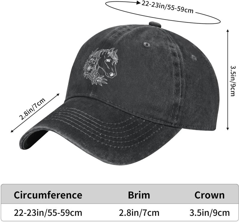 Wisedeal Womens Floral Horse Vintage Baseball Cap for Men and Women Adjustable Distressed Washed Hat for Horse Lovers - Image 4