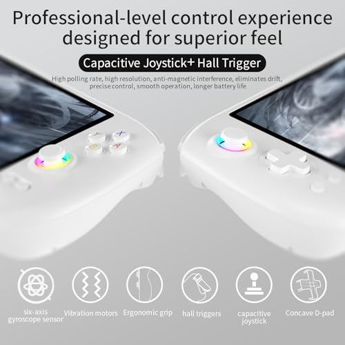 Voacle RG557 Retro Handheld Game Console , 5.48 Inch AMOLED Screen Handheld Emulator Android 14 System Dimensity 8300 Processor Support WiFi 6E Bluetooth 5.3(White) - Image 3
