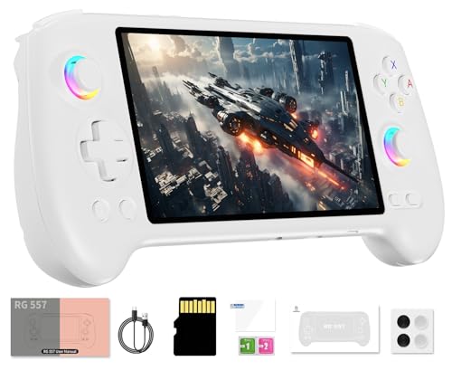Voacle RG557 Retro Handheld Game Console , 5.48 Inch AMOLED Screen Handheld Emulator Android 14 System Dimensity 8300 Processor Support WiFi 6E Bluetooth 5.3(White) - Image 1