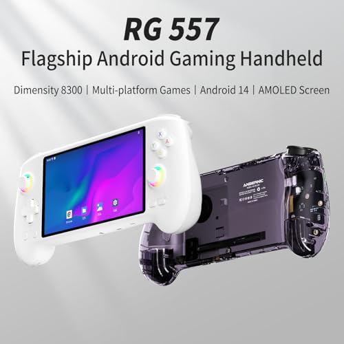 Voacle RG557 Retro Handheld Game Console , 5.48 Inch AMOLED Screen Handheld Emulator Android 14 System Dimensity 8300 Processor Support WiFi 6E Bluetooth 5.3(White) - Image 2